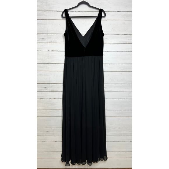 Mori Lee Black Velvet Chiffon Gown Dress Plus Size 16 - Picture 3 of 15